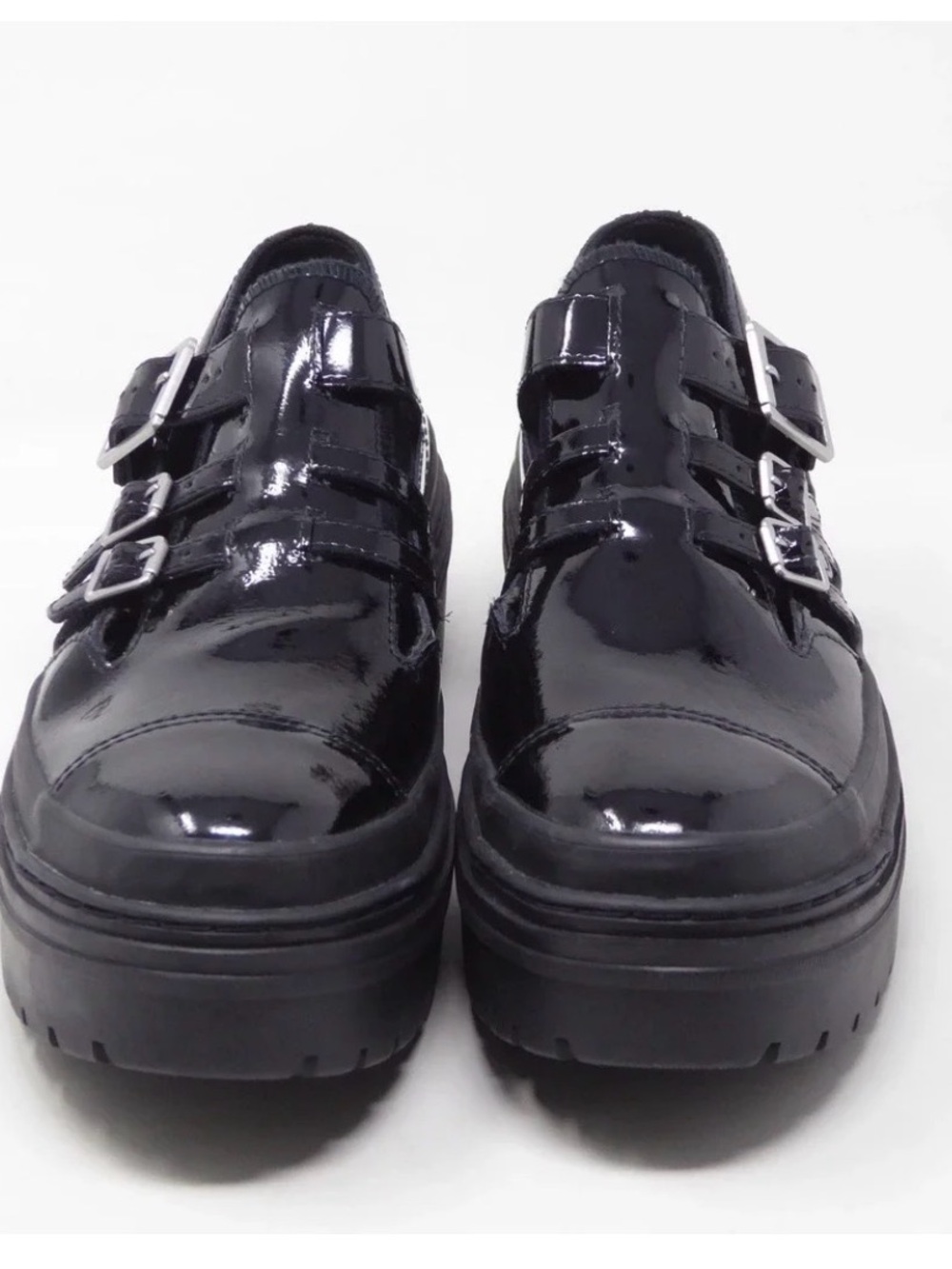 NEW CONVERSE BLACK PATENT CHUCK TAYLOR ALL STAR LUGGED HEEL MARY JANE PLATFORM 8 - Picture 3 of 14